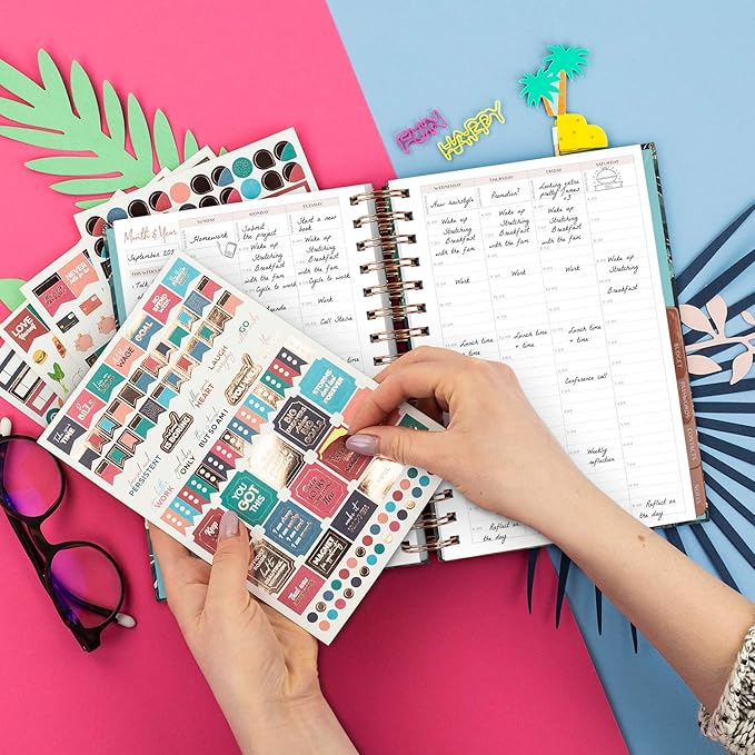 PLANBERRY Hourly Schedule Planner Premium – Undated Weekly Organizer with Time Slots & Monthly Budget – Time Management, Goal Setting, to-Do List & Habit Tracker –6.9″x8.5″(Avocado Green)