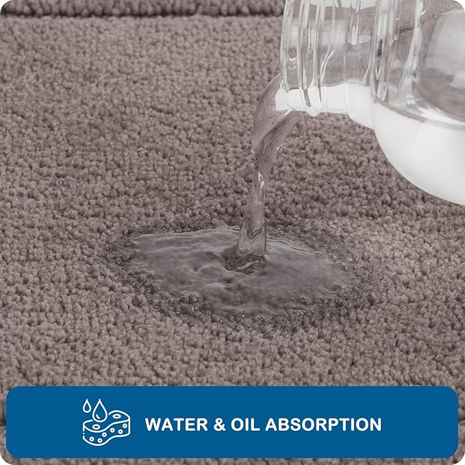 PURRUGS Machine Washable Kitchen Rug 24" x 70", Non-Slip/Skid Hallway Runner Rug, Super Absorbent Soft Area Rug for Kitchen, Hallway & Laundry, Rolled Packaging, Grayish Brown