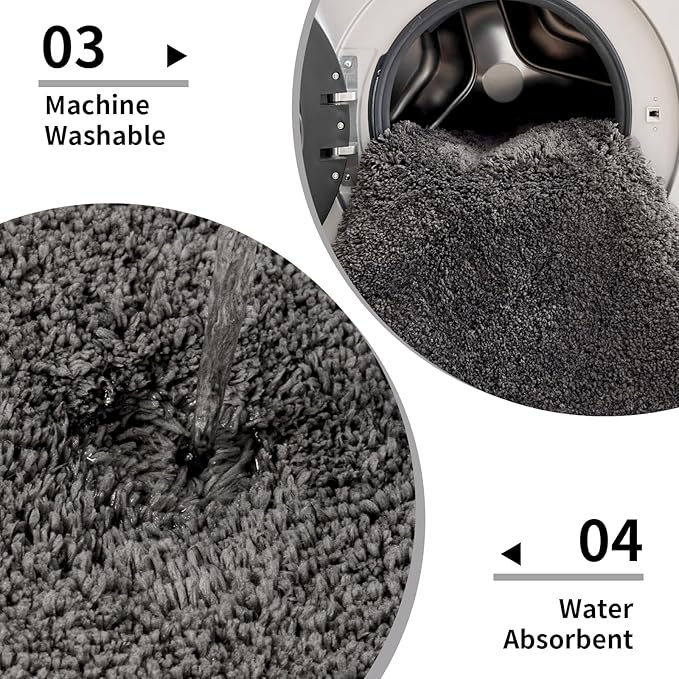 Toilet Rug 22x24 Dark Grey Non Slip Fluffy Toilet Floor Mat U Shaped Washable Bathroom Contour Rug for Toilet Absorbent Thick Toilet Carpet