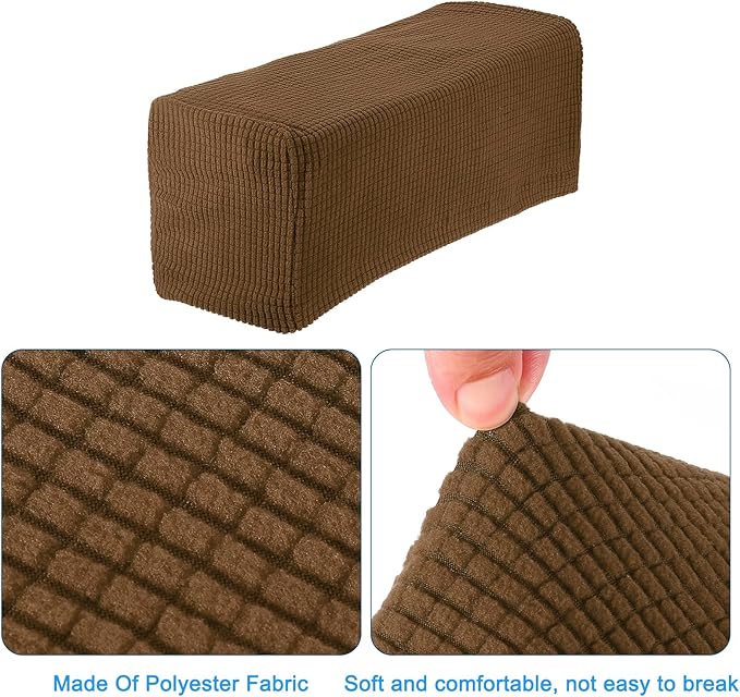 uxcell 2pcs Stretch Armrest Covers for Chairs/Sofas, Couch Arm Covers with Twist Pin, Furniture Protector Slipcovers Coffee