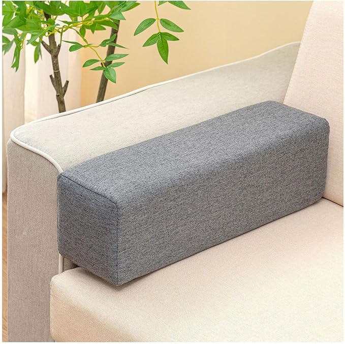 Couch Arm Rest Pillow, High Density Foam Armrest Cushion Removable Pillowcase Washable Elbow Support, Thicken High Density Foam Pad for Recliner Sofa, Bed, Armchair(Dark gray,21.7X5.9X4.7in)