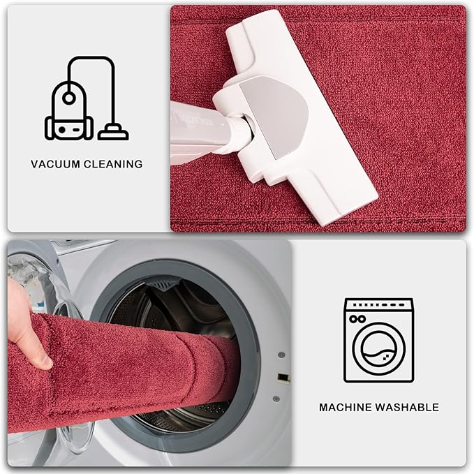 PURRUGS Machine Washable Kitchen Runner Rug 24" x 70", Non-Slip/Skid Hallway Runner Rug, Super Absorbent Soft Area Rug for Kitchen, Hallway & Laundry, Rolled Packaging, Burgundy Red