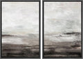 MUDECOR Framed Wall Art Print Set Brown and Gray Grunge Paint Stroke Landscape Abstract Shapes Illustrations Modern Minimalist Chic Relax/Calm for Living Room, Bedroom, Office - 24"x36"x2 Black
