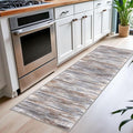 KOZYFLY Modern Abstract Kitchen Runner Rug, 2x6 Washable Rug Runner Non-Slip Soft Striped Hallway Runner Rugs, Grey Brown Print Carpet Runner for Entryway Bathroom Laundry Room Foyer