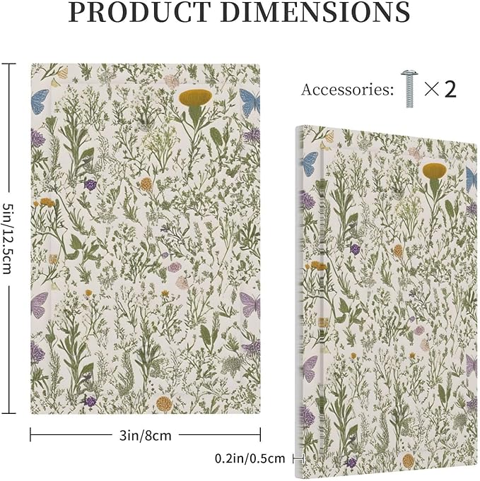 Floral Vintage Garden Plants Herbs Flowers Botanical 1 Gang No Device Light Switch Covers Decorative Mustard Green Single Blank Outlet Covers Wall Plate Switchplate for Country Bathroom Decor