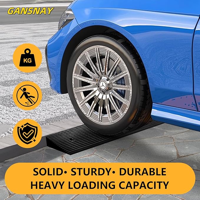 2" Rise Rubber Ramp Threshold Ramps with Pre-Set Holes& Plugs, Longer Size 10000lbs Capacity, Non-Slip& Cuttable- for Doorways, Driveways, Warehouse, Patio, Shed- 2" Rise(39.3"×4.7")