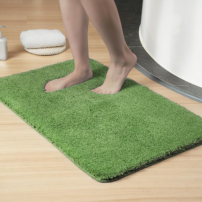Luxury Quick Dry Non-Slip Bathroom Rugs【 24'' x 36'' Meadow Green】 Highly Absorbent Washable and Ultra Soft, Extra Thick Fluffy Bath Mats for Shower/Kitchen/Bathtub Floor