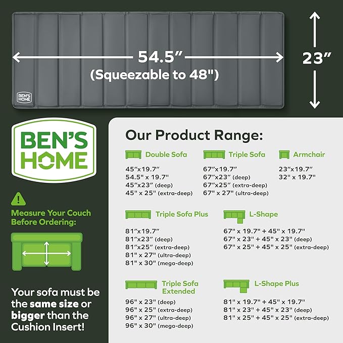 BEN'SHOME® Heavy Duty Loveseat Cushion Support Board – Instantly Repair Sagging Small Sofa Seat | 23" x 48"-54.5" | .5" Furniture Grade Wood Under Cushions, Anti-Slip, Extend Sofas & Couches Life