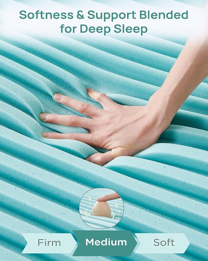 2 Inch Cooling Gel Memory Foam Mattress Topper Twin XL, 5-Zone Back Pain Relief College Dorm Mattress Topper, Orthopedic Pressure Relief Bed Topper, CertiPUR-US Certified