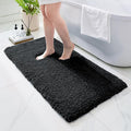 Bathroom Rugs 48x24, Ultra Thick Shaggy Soft Microfiber Absorbent Bath Rug, High Density Foam Latex Non Slip Backing, Machine Washable Bath Mats for Bathroom Floor & Sink, Black