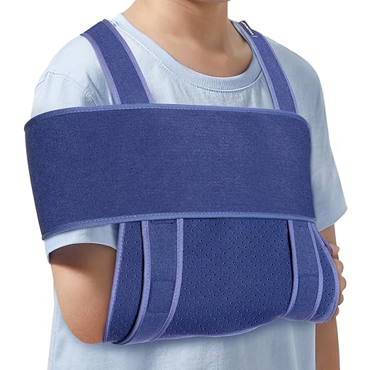 Velpeau Arm Sling for Sleep, Shoulder Immobilizer for Children, Boys, Girls - Very Soft Sling for Rotator Cuff Tear, Fractured, Dislocation, Broken, Postoperative, Fits Left & Right (S: Bust 25″-31.5″)
