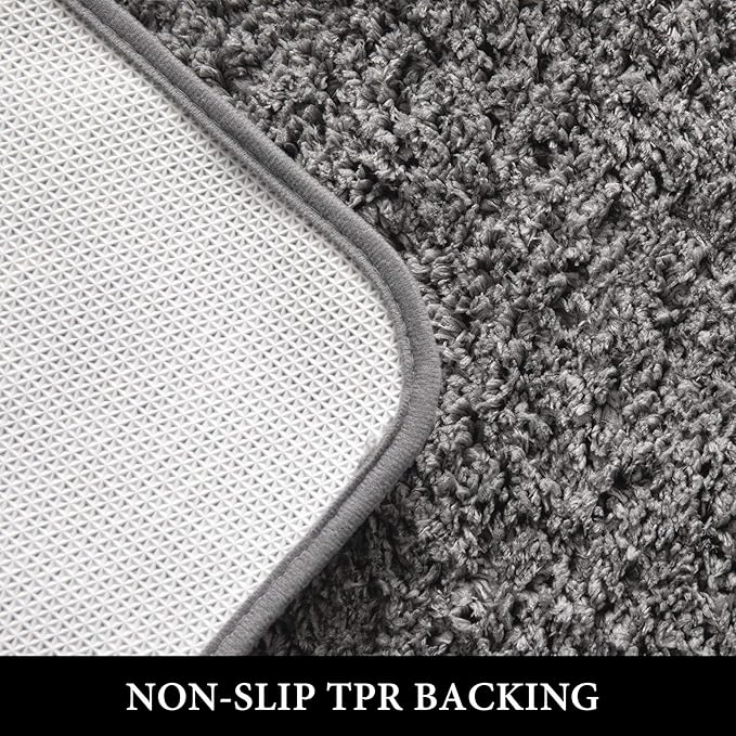 MIULEE Gray Bathroom Rugs Thick Shaggy Bath Rug Mats for Bathroom Non Slip Absorbent Plush Washable Carpet Living Room Bedroom Mat Floor, 24x44 inches
