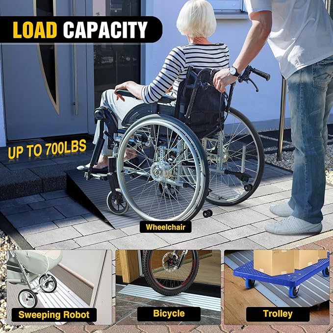 Nilight Door Threshold Ramp, 5" Rise Portable Aluminum Wheelchair Door Entry Ramps for Sheds Doorways Home Steps