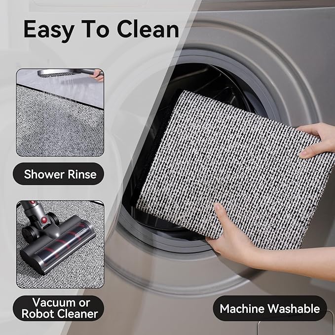 20"x31" Absorbent Quick Dry Bath Mats, Non-Slip Rubber Backing Bathroom Rug, Washable Bath Rugs for Bathroom Floor, Sink and Outside Shower, Low Pile Rug Fit Under Door, Minimalism, Black