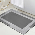 Ultra Thin Bath Mat, Upgrade Backing Non Slip Thin Bath Mats Fit Under Door, Quick Dry Ultra Absorbent Bathroom Rugs, Machine Washable Bath Rugs for Bathroom, Bathtub & Kitchen, Grey/Bordered/36"x24"