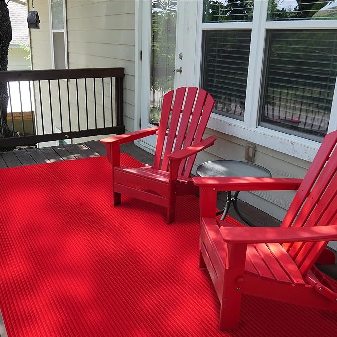 Ottomanson 3'11" x 52' Hallway Runner with Scraper Pile - Extra Durable Non-Slip Rug Mat for Indoor & Outdoor Use - Ideal for Kitchen, Entryway & Garage - High-Traffic Carpet, Red