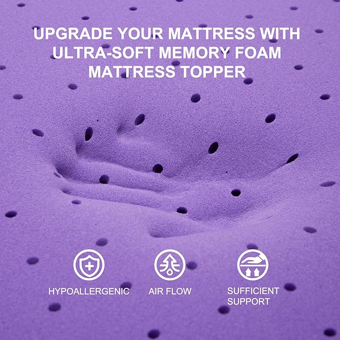 SINWEEK 4 Inch Gel Memory Foam Mattress Topper Ventilated Soft Pressure Relieve Mattress Pad, Breathable Bed Topper, CertiPUR-US Certified, Twin Size