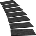 PURE ERA Bullnose Carpet Stair Treads Tape Free Non-Slip Indoor Stair Protectors Pet Friendly Stair Treads for Wooden Steps 9.5" x 30"(14 Pieces,Black Mini-Diamond Trellis)