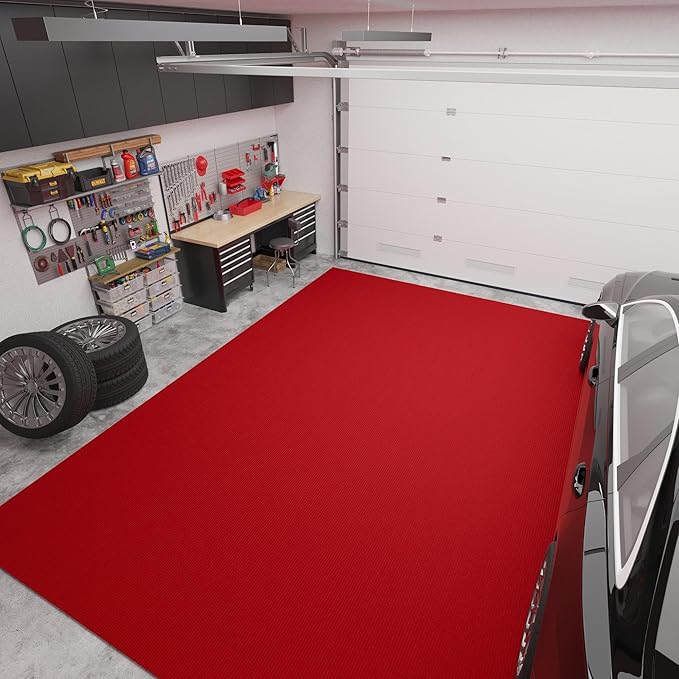 Ottomanson 6'6" x 15' Hallway Runner with Scraper Pile Extra Durable Non-Slip Rug Mat for Indoor & Outdoor Use - Ideal for Kitchen, Entryway, Patio & Garage - High-Traffic Carpet, Red