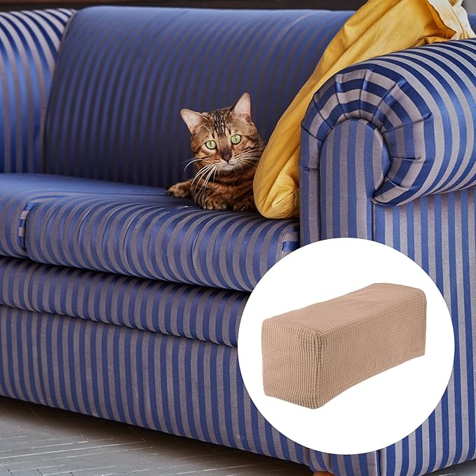 uxcell 2pcs Stretch Armrest Covers for Chairs/Sofas, Couch Arm Covers with Twist Pin, Furniture Protector Slipcovers Camel