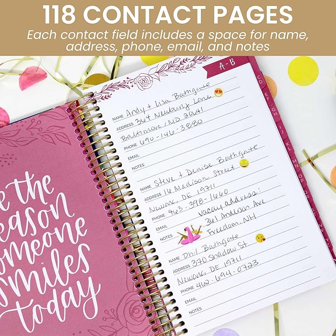 bloom daily planners New Address Book with Alphabetical Tabs - Hardcover Phone Book Organizer for Telephone Numbers, Passwords, Birthdays & Anniversaries (6” x 8.25”) - Vintage Floral