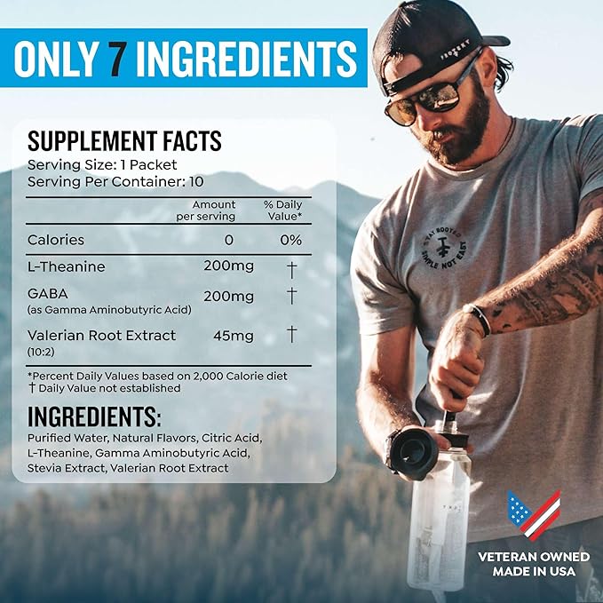 PROTEKT GABA L Theanine Supplement | Melatonin-Free Sleep Aid for Adults | Valerian Root for Night Support & Restful Sleep | GABA Calm Liquid Drink Mix for Adults | Grape, Pack of 10