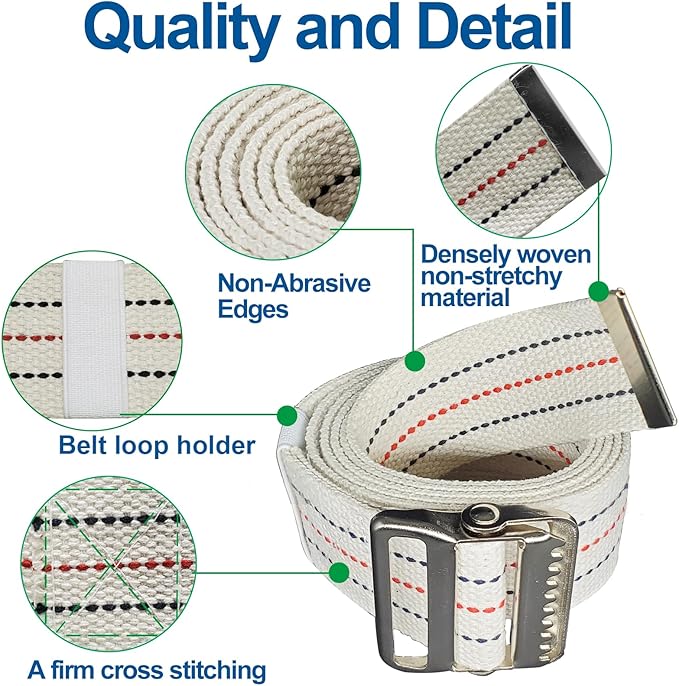 Aliseniors 10 Pack Transfer and Gait Belt with Metal Buckle - 60 Inch, Standing and Transfer Walking Assist Aid for Seniors, Elderly Patients, Caregiver, Nurse, Therapist