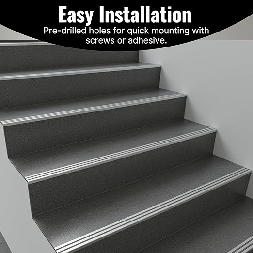 Aluminum Stair Nosing 36" – Heavy-Duty Stair Edge Protector, Non-Slip Stair Nose Molding, Scratch-Resistant Stair Sill Trim for Safety & Durability (Mill)