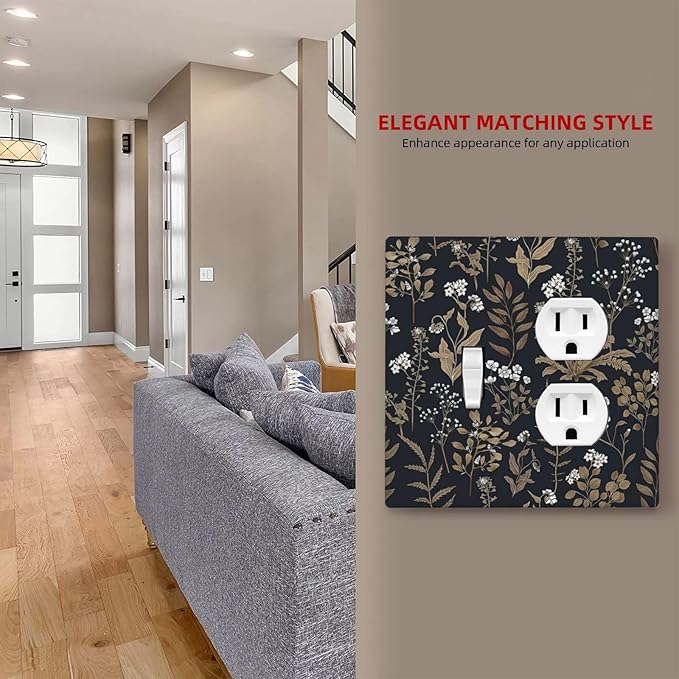 Wallplates Vintage Floral Wildflowers Plant 1 Toggle 1 Duplex Switch Plate Electrical GFCI Faceplate Decorative Light Switch Covers for Bathroom Home Decor