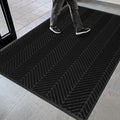 4′ x 8′ Heavy Duty Front Door Mat Indoor Outdoor Entrance, Large Non-Slip All Weather Commercial Floor Mat for Entryway, Low Profile Waterproof Outdoor Rug for Garage (48" x 96", Black)