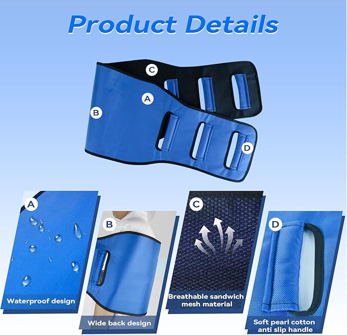 Transfer Belt Transfer Sling for Nursing Patients, Standing & Supports & Transfer Aids for Elderly, Gait Belt for Patient Care, Transfer Belt for Bedridden Patient (Blue)