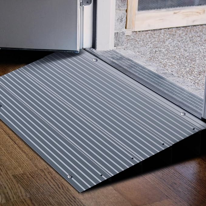 Nilight Door Threshold Ramp, 4" Rise Portable Aluminum Wheelchair Door Entry Ramps for Sheds Doorways Home Steps