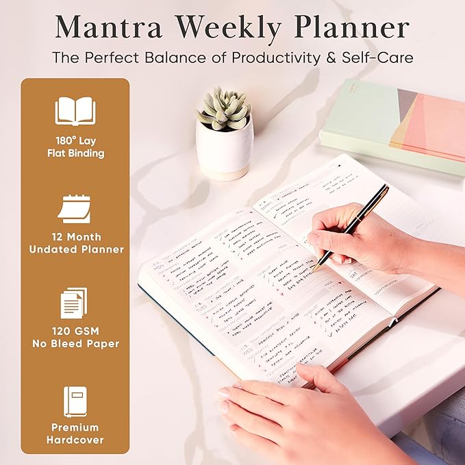 2026 Planner, Daily Journal & Gratitude Journal All-In-One with To Do List, Self Care Prompts & Habit Tracker - 5 x 8 - Orange