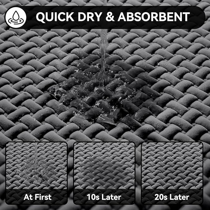 Bathroom Rugs Non Slip, Extra Soft Absorbent Quick Dry Bath Mats, Foam Weave Texture Thin Bath Rugs Washable with Rubber Backing, 24" x 48“