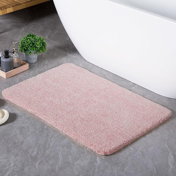Luxury Quick Dry Non-Slip Bathroom Rugs【24'' x 36'' Cherry Pink】 Highly Absorbent Washable and Ultra Soft, Extra Thick Fluffy Bath Mats for Shower/Kitchen/Bathtub Floor