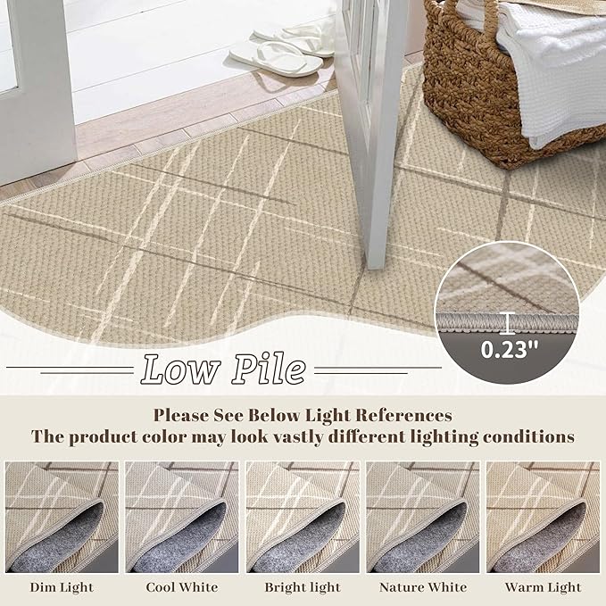 3x5 Area Rug Washable Entryway Rug Non Slip Modern Tear and Stain Resistance No Pile Lightweight Throw Rugs Carpet for Kitchen, Entrance, Foyer, Bedside, Mudroom, Beige
