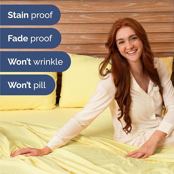 King 6 Piece Sheet Set - Cooling & Breathable Bed Sheets - Hotel Luxury Bed Sheets for Women, Men, Kids & Teens - Comfy Bedding w/Deep Pockets & Easy Fit - Soft & Wrinkle Free - King Yellow Sheets