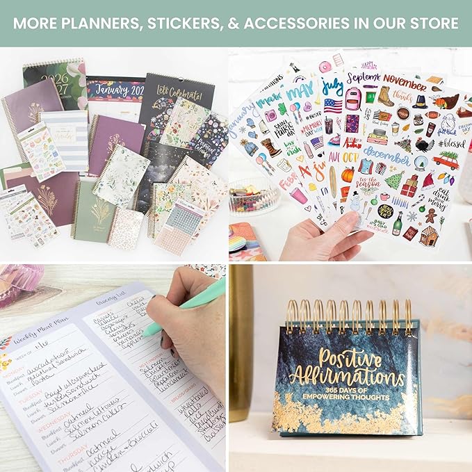 bloom daily planners 2026 Planner (January - December) Calendar Year Organizer - 5.5” x 8.25” - Weekly & Monthly Agenda Book with Stickers & Bookmark - Checkered