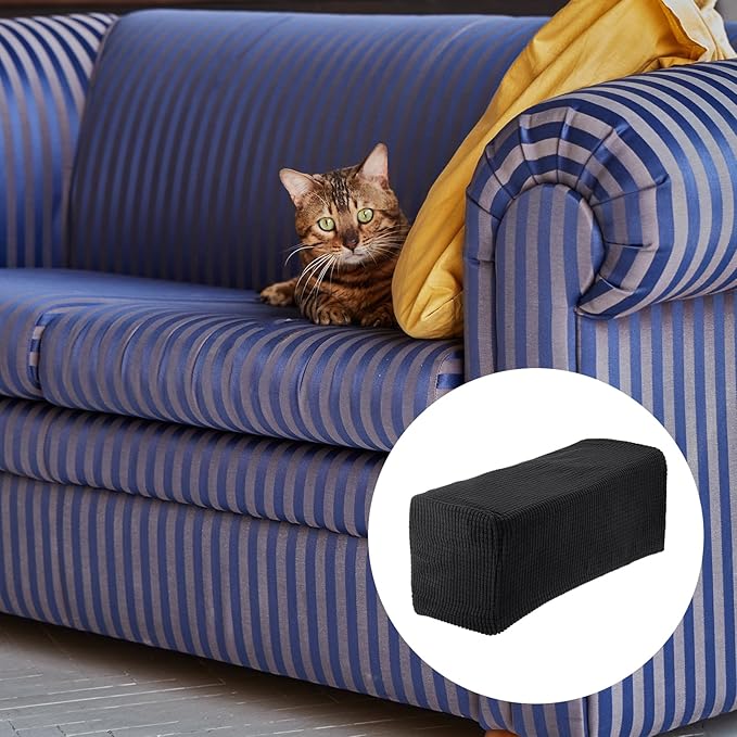 uxcell 2pcs Stretch Armrest Covers for Chairs/Sofas, Couch Arm Covers with Twist Pin, Furniture Protector Slipcovers for Sofa Chair Recliner Black