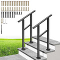 VIVOHOME 2-Pack 2 Step Hand Rails for Outdoor Steps, Galvanized Steel Railing, Black Oval Exterior Hand Railing for Porch, Deck, or Indoor Stairs, Railing Kit
