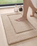 DEXI Bathroom Rugs 24x16, Washable Non Slip Bath Mat for Shower Floor, Absorbent Quick Dry Bathmat with Rubber Backing, Ultra Soft Plush Carpet for Tub, Beige