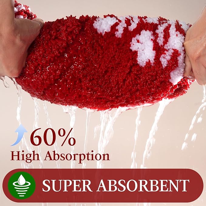Christmas Bathroom Rug 2 Piece, Extra Soft Absorbent Microfiber Thick Plush Fluffy Bathroom Rugs, Non-Slip Backing, Machine Washable Bath Rugs, Holiday Xmas Decor Indoor Bath Mats, Green, Xmas Letters