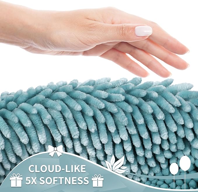 Yimobra Bathroom Rugs Sets 2 Piece, Soft Absorbent Bath Mat and U-Shaped Toilet Rug with Non Slip Backing, Luxury Shaggy Bath Mats for Bathroom, Machine Washable, 24"x17"+24"x20", Grayish Blue