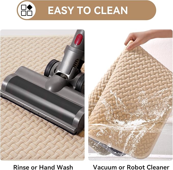 Bathroom Runner Non Slip, Extra Soft Absorbent Quick Dry Bath Mats, Foam Weave Texture Thin Bath Rugs Washable with Rubber Backing, 24" x 70“