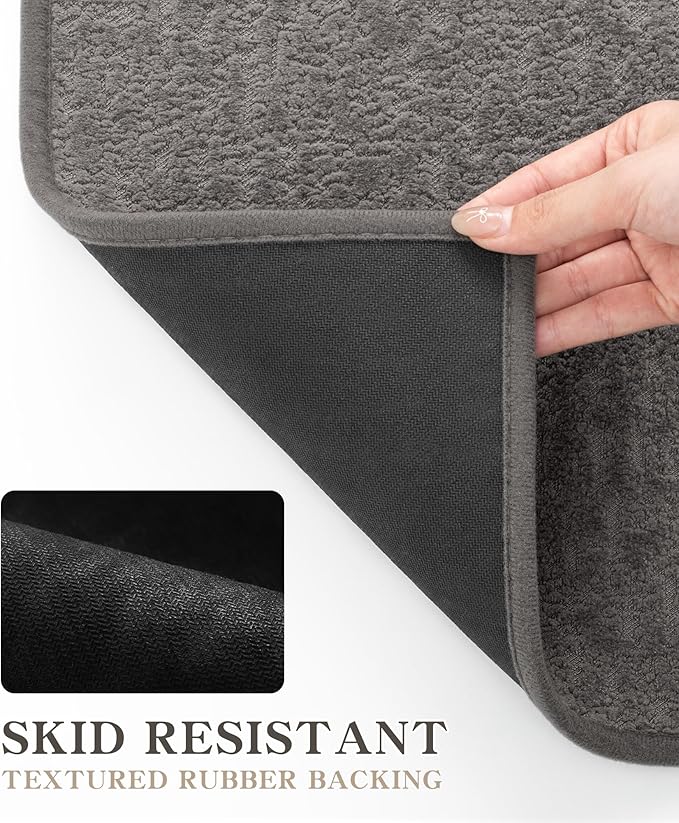 chakme Bathroom Rugs Mat 59x17, Ultra Thin Non Slip Bath Mat Quick Dry Absorbent Bath Mat for Bathroom Floor, (Dark Grey, 59"x17")