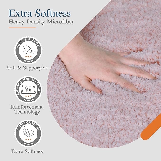 Walensee Bath Rug for Non-Slip Bath Mat (20 x 32, Dusty Pink) Water-Absorbent SoftMicrofiber Shaggy, Thick Plus Shower Mat