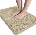 LOCHAS Luxury Bathroom Rug Shaggy Bath Mat 24 x 36 Inch, Washable Non Slip Bath Rugs for Bathroom Shower, Soft Plush Chenille Absorbent Carpets Mats, Beige