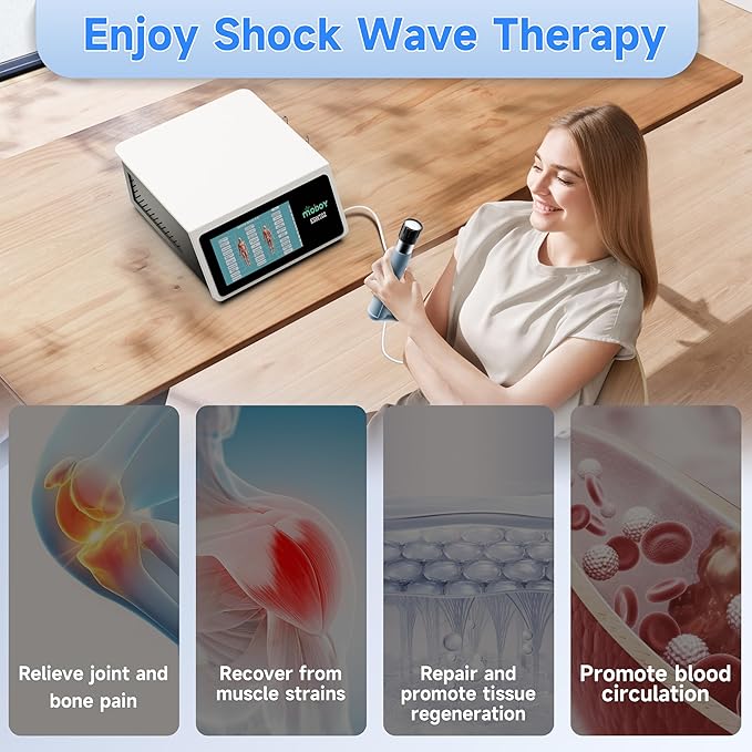 2026 New Shockwave Therapy Machine for Joint/Muscle Pain Relief, FSA/HSA Eligible Shockwave Therapy, Non-Invasive Extracorporeal ESWT Shock Wave Therapy Device, Ideal for Home & Clinical Use(White)
