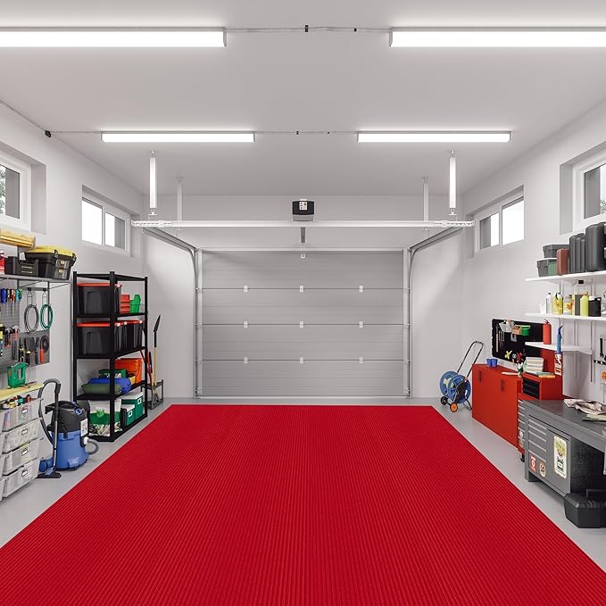 Ottomanson 6'6" x 38' Hallway Runner with Scraper Pile Extra Durable Non-Slip Rug Mat for Indoor & Outdoor Use - Ideal for Kitchen, Entryway, Patio & Garage - High-Traffic Carpet, Red
