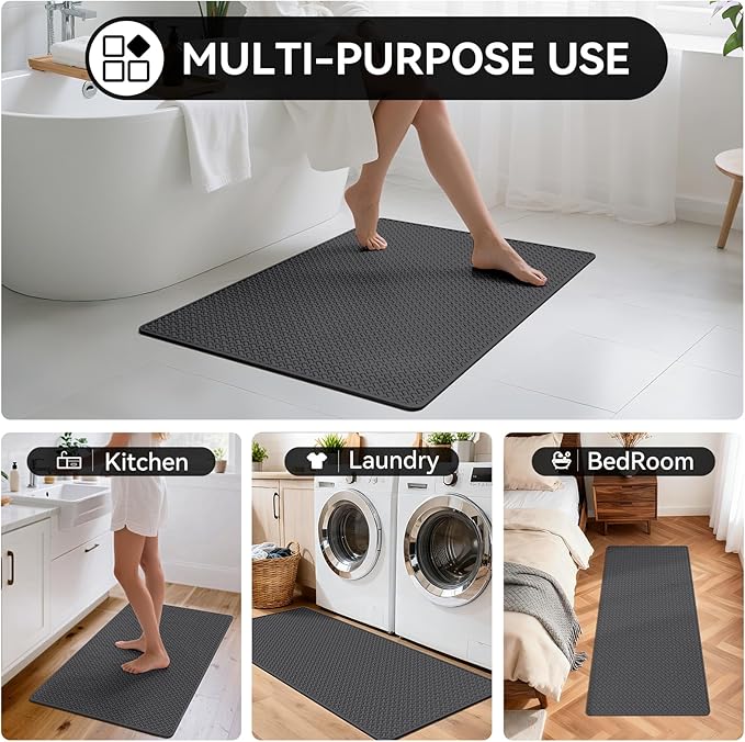 Bathroom Rugs Non Slip, Extra Soft Absorbent Quick Dry Bath Mats, Foam Weave Texture Thin Bath Rugs Washable with Rubber Backing, 24" x 48“